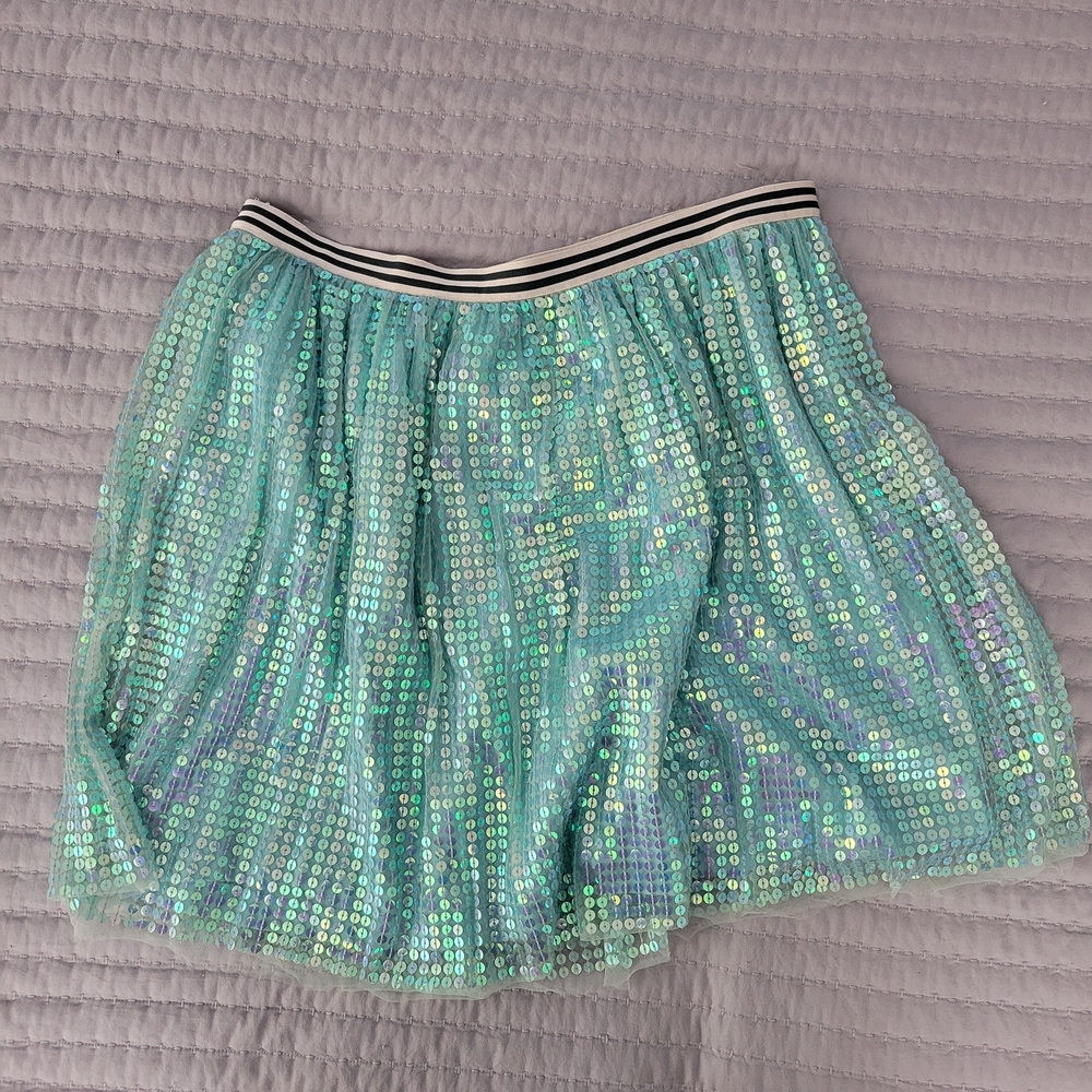 Crewcuts Sparkling Teal Sequin Mini Skirt